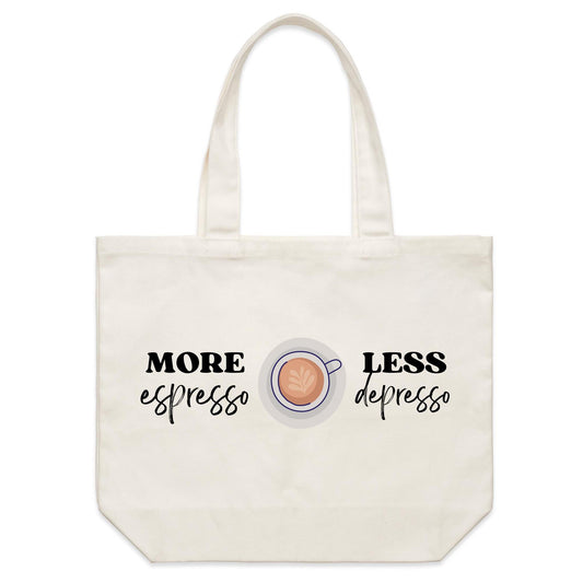 More Espresso, Less Depresso - Shoulder Canvas Tote Bag Default Title Shoulder Tote Bag