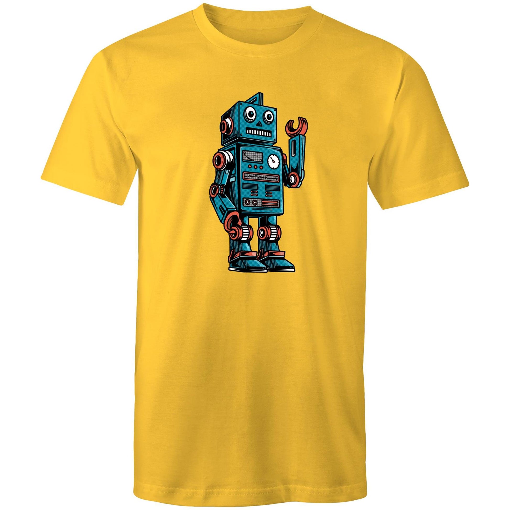 Robot - Mens T-Shirt Yellow Mens T-shirt Sci Fi