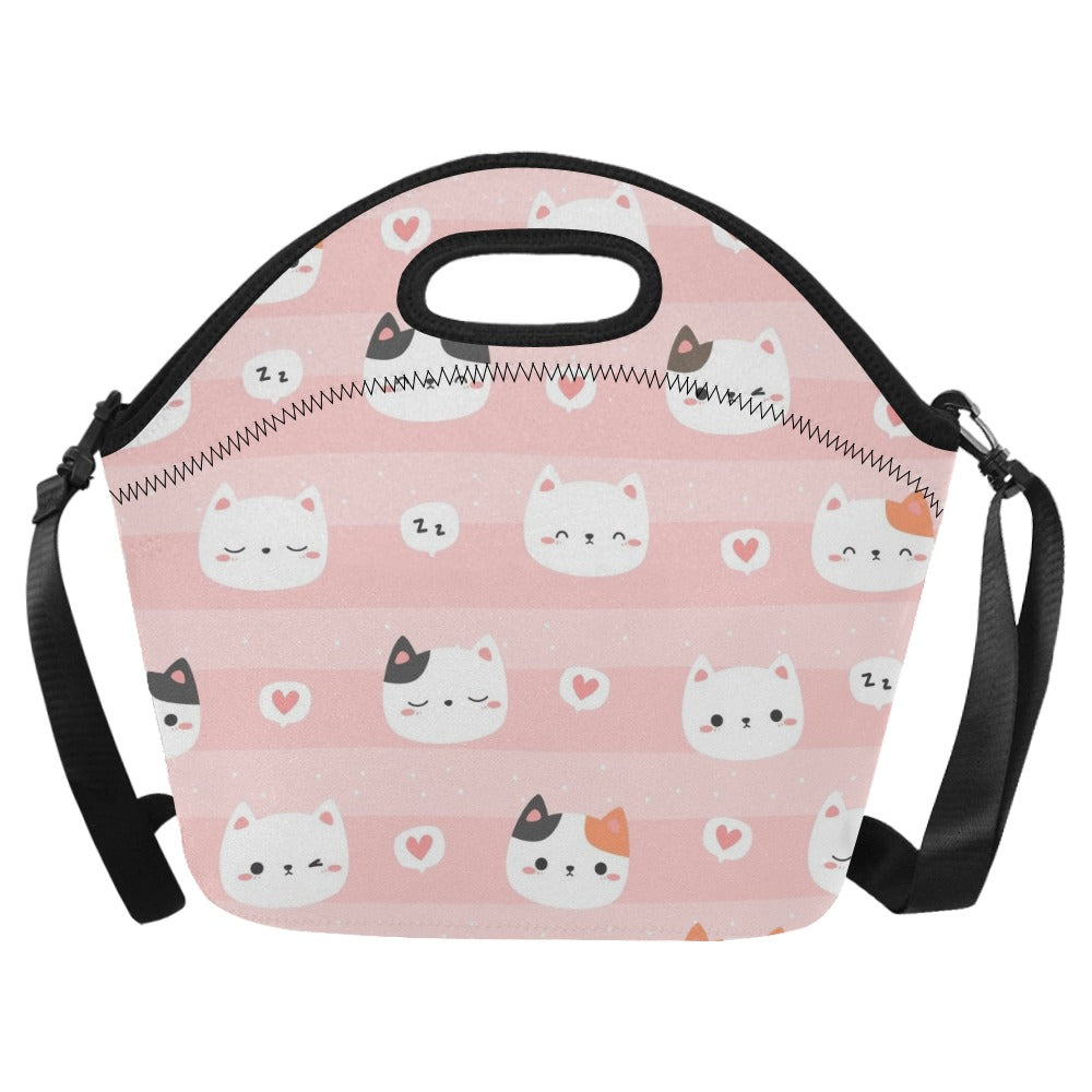 Pink Cats - Neoprene Lunch Bag/Large Neoprene Lunch Bag/Large animal Printed Offshore