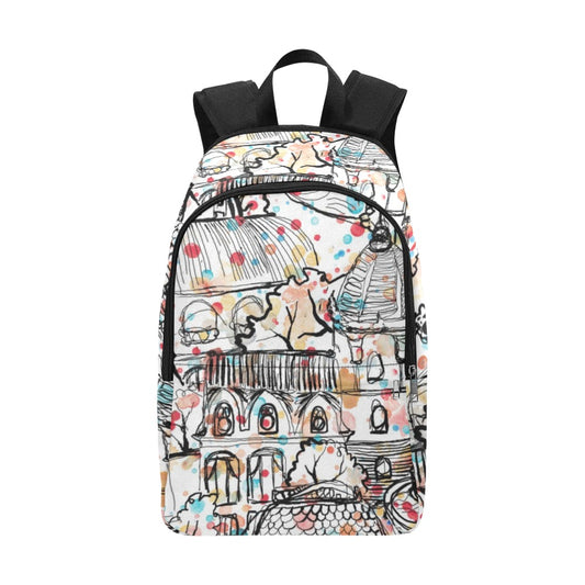 Village Life - Fabric Backpack for Adult Adult Casual Backpack Printed Offshore