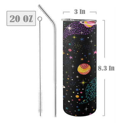 Colourful Space - 20oz Tall Skinny Tumbler with Lid and Straw 20oz Tall Skinny Tumbler with Lid and Straw Printed Offshore