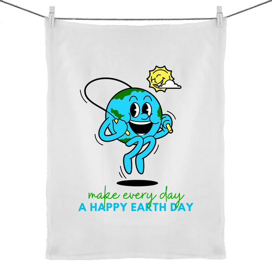 Make Every Day A Happy Earth Day - 50% Linen 50% Cotton Tea Towel Default Title Tea Towel Environment