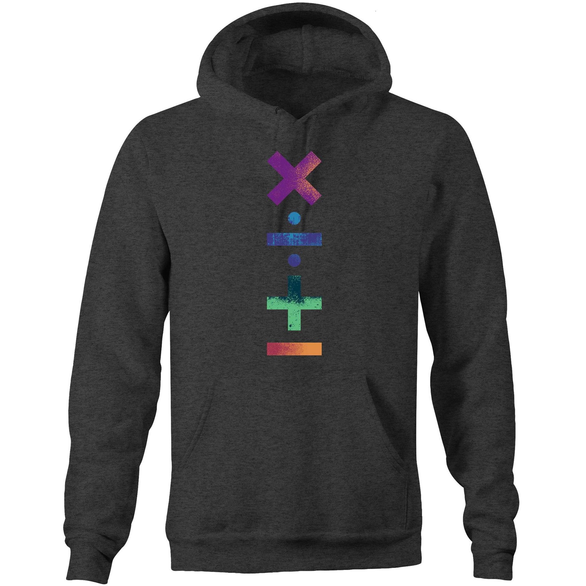 Maths Symbols - Pocket Hoodie Sweatshirt Asphalt Marle Hoodie Maths Science
