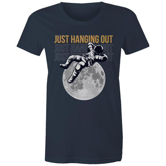 Just Hanging Out - Womens T-shirt Navy Womens T-shirt Space