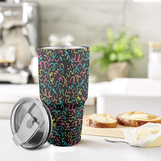 Squiggle Time - 30oz Insulated Stainless Steel Mobile Tumbler 30oz Insulated Stainless Steel Mobile Tumbler