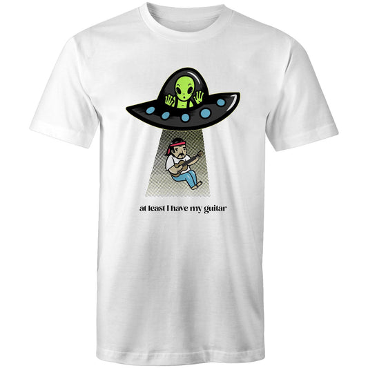 Guitarist Alien Abduction - Mens T-Shirt White Mens T-shirt Music Sci Fi