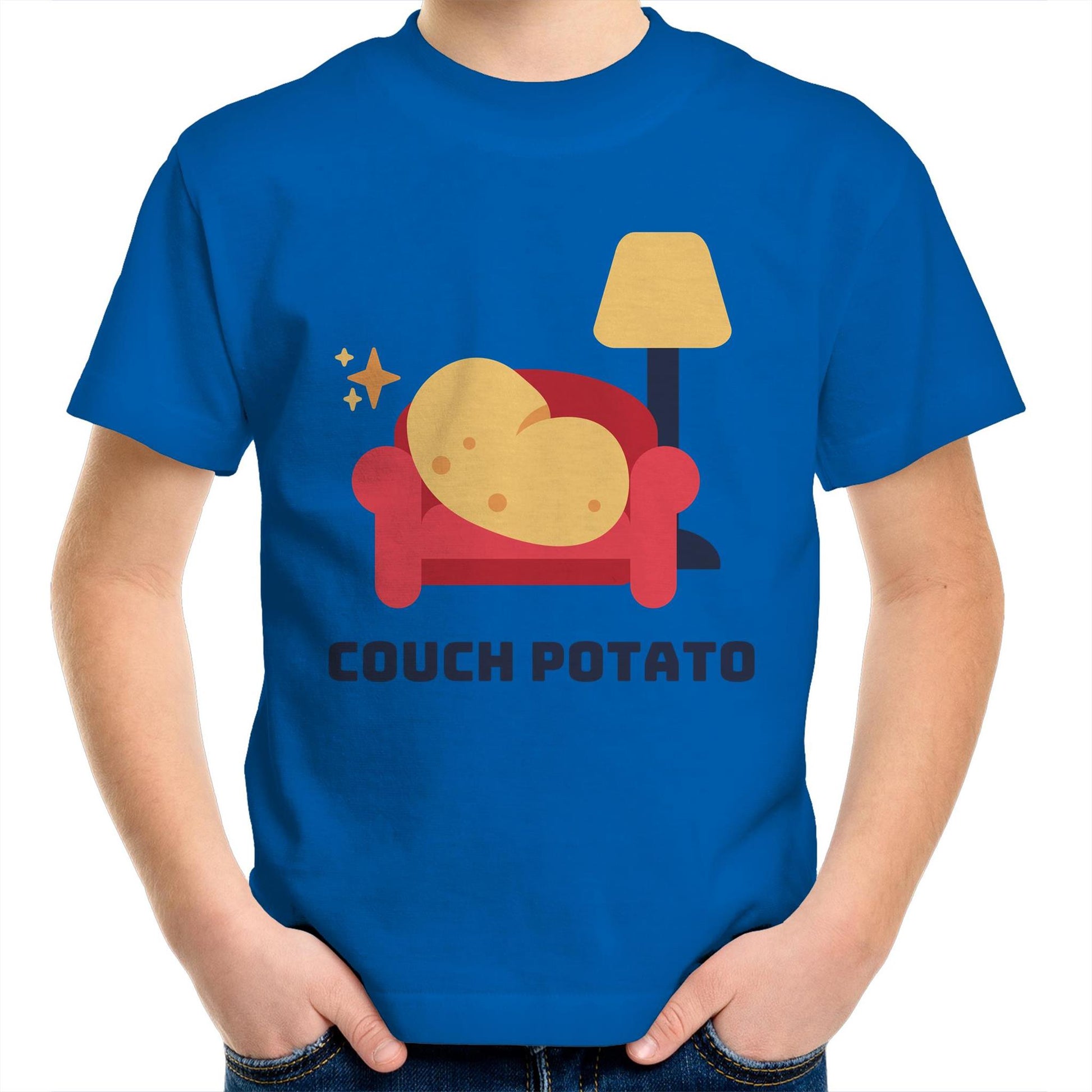 Couch Potato - Kids Youth Crew T-Shirt Bright Royal Kids Youth T-shirt Funny