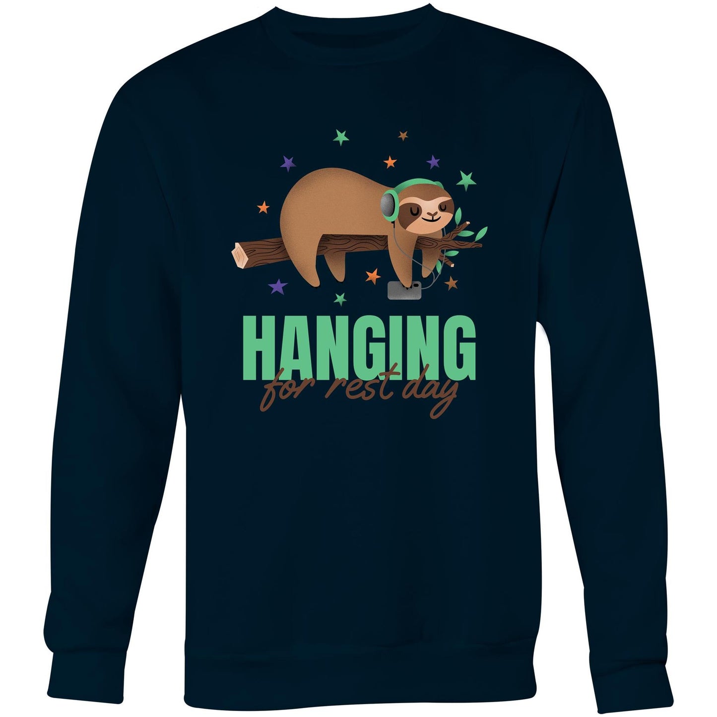 Hanging For Rest Day - Crew Sweatshirt Navy Sweatshirt animal Funny Mens Womens