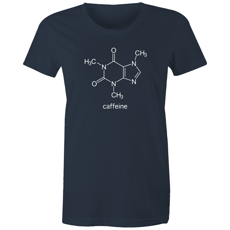 Caffeine Molecule - Women's T-shirt Navy Womens T-shirt Coffee Science Womens