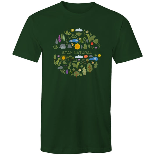 Stay Natural - Mens T-Shirt Forest Green Mens T-shirt Environment Plants