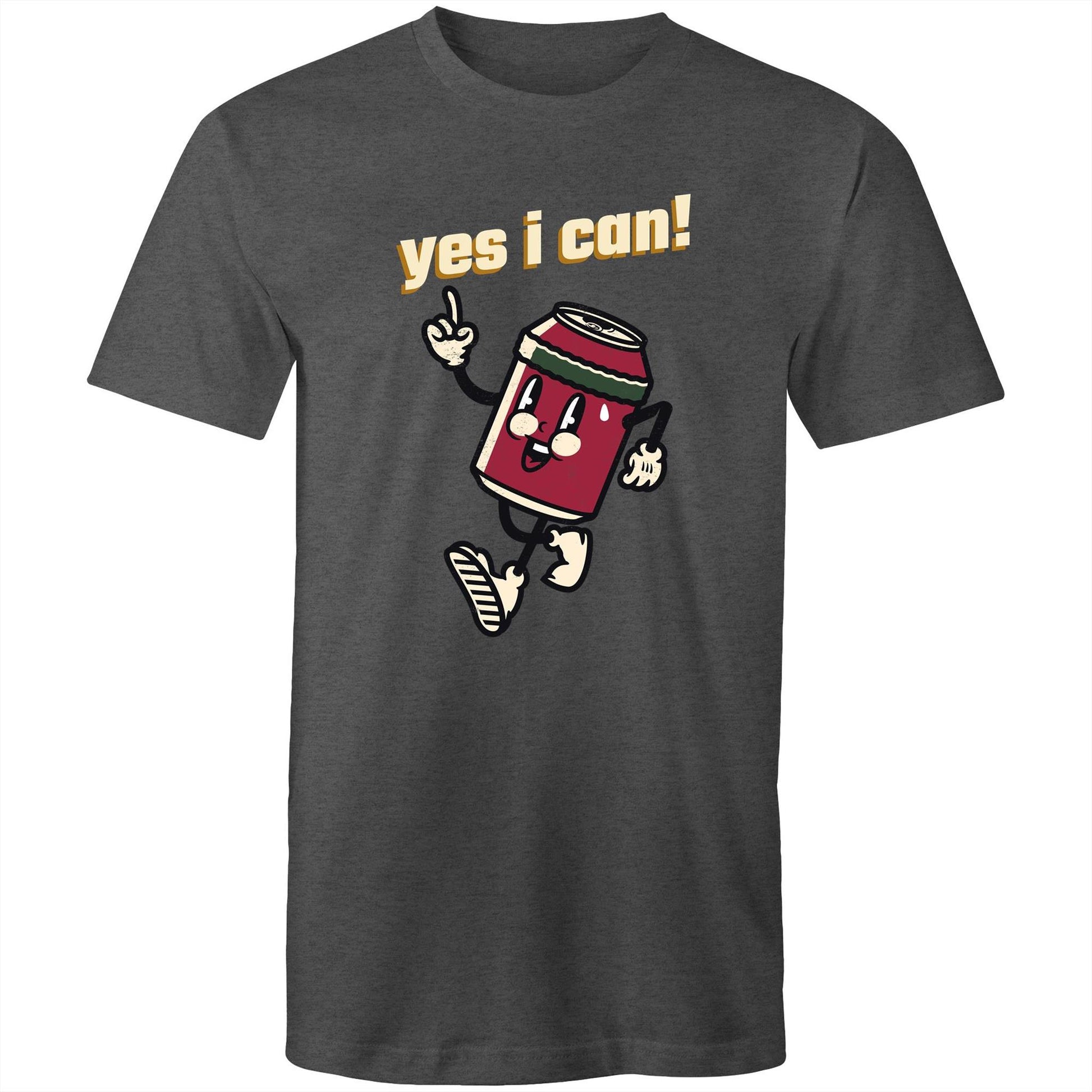 Yes I Can! - Mens T-Shirt Asphalt Marle Mens T-shirt Motivation Retro