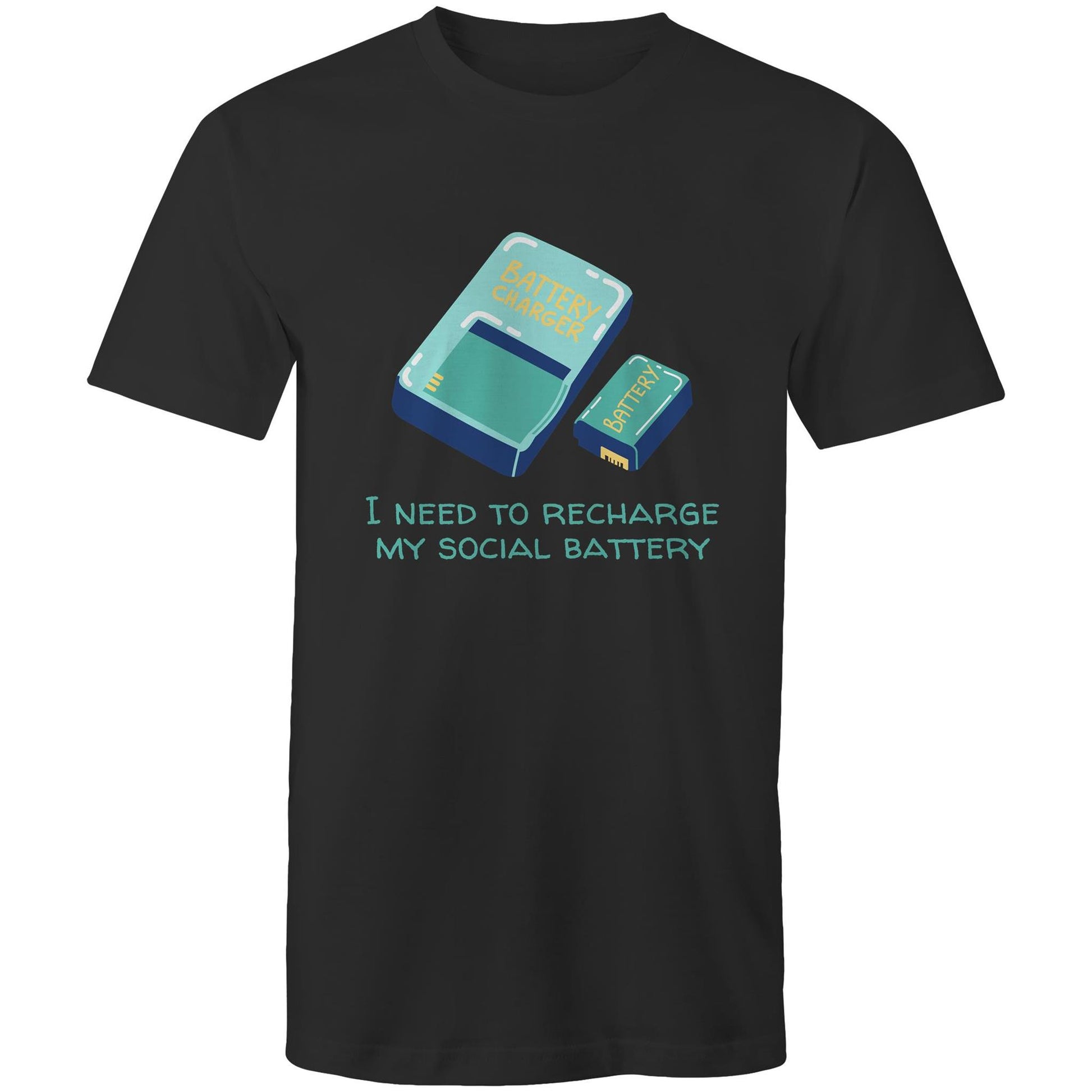 Recharge My Social Battery - Mens T-Shirt Black Mens T-shirt Funny Mens