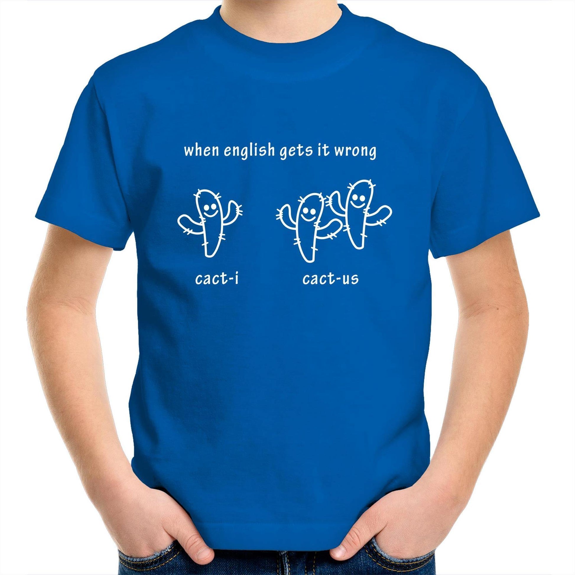 Cacti Cactus - Kids Youth Crew T-Shirt Bright Royal Kids Youth T-shirt Funny Plants