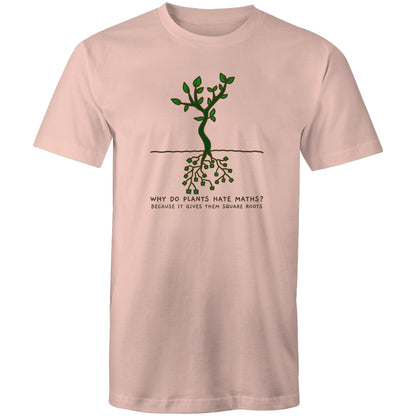 Square Roots - Mens T-Shirt Pale Pink Mens T-shirt Maths Plants Science