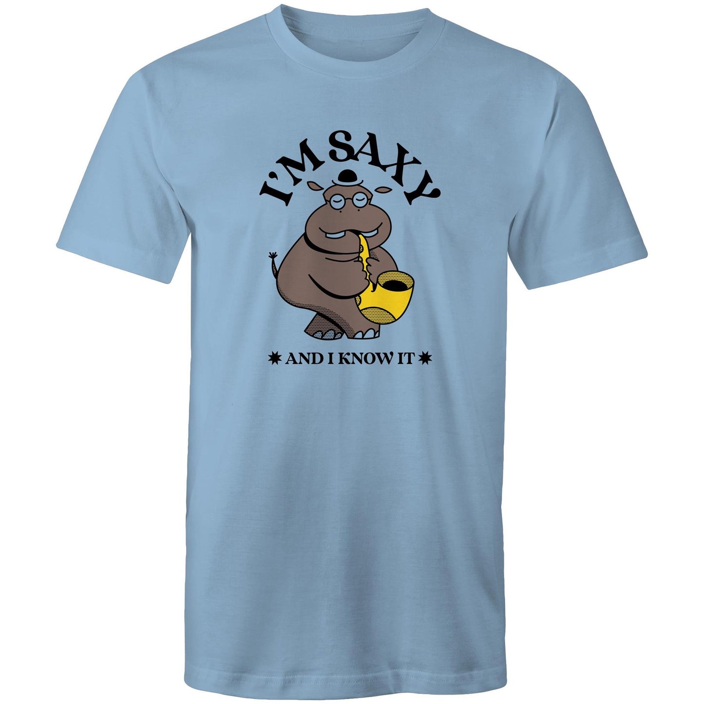 I'm Saxy And I Know It - Mens T-Shirt Carolina Blue Mens T-shirt animal Music