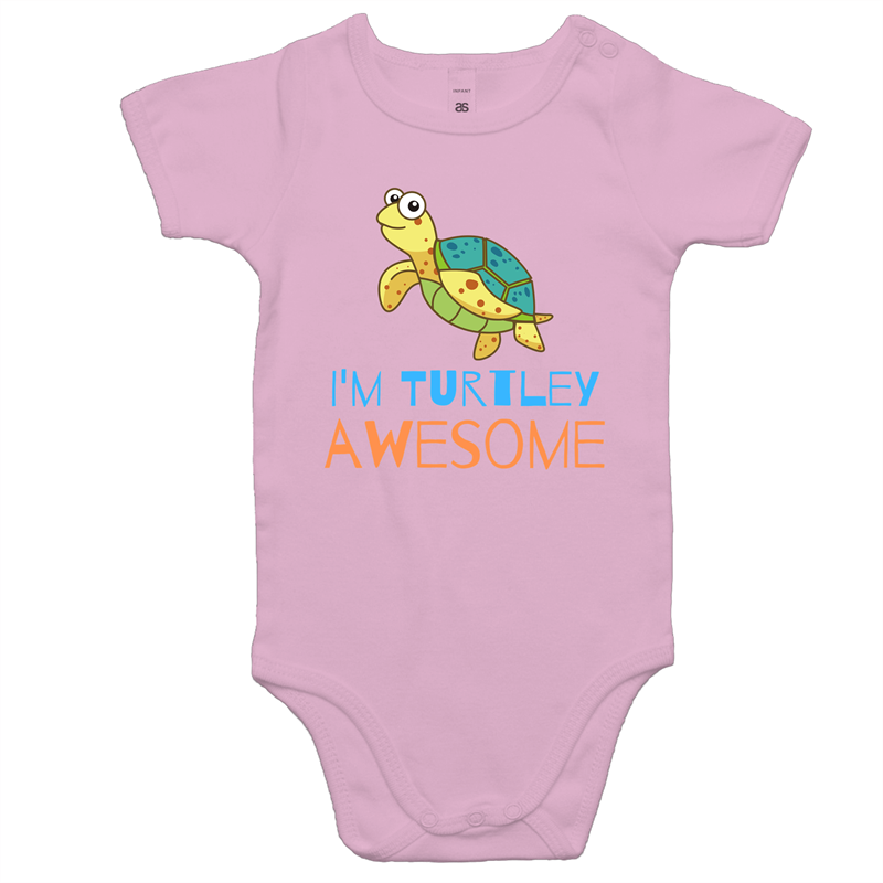 I'm Turtley Awesome - Baby Bodysuit Pink Baby Bodysuit animal Funny kids
