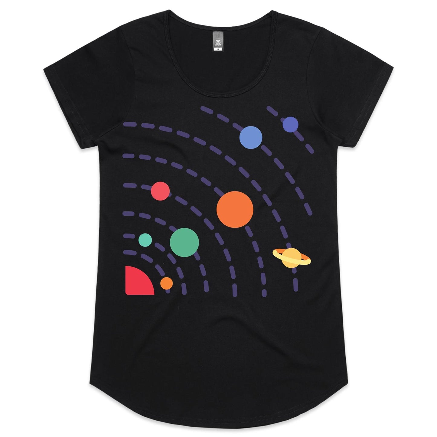 Solar System - Womens Scoop Neck T-Shirt Black Womens Scoop Neck T-shirt Space Womens