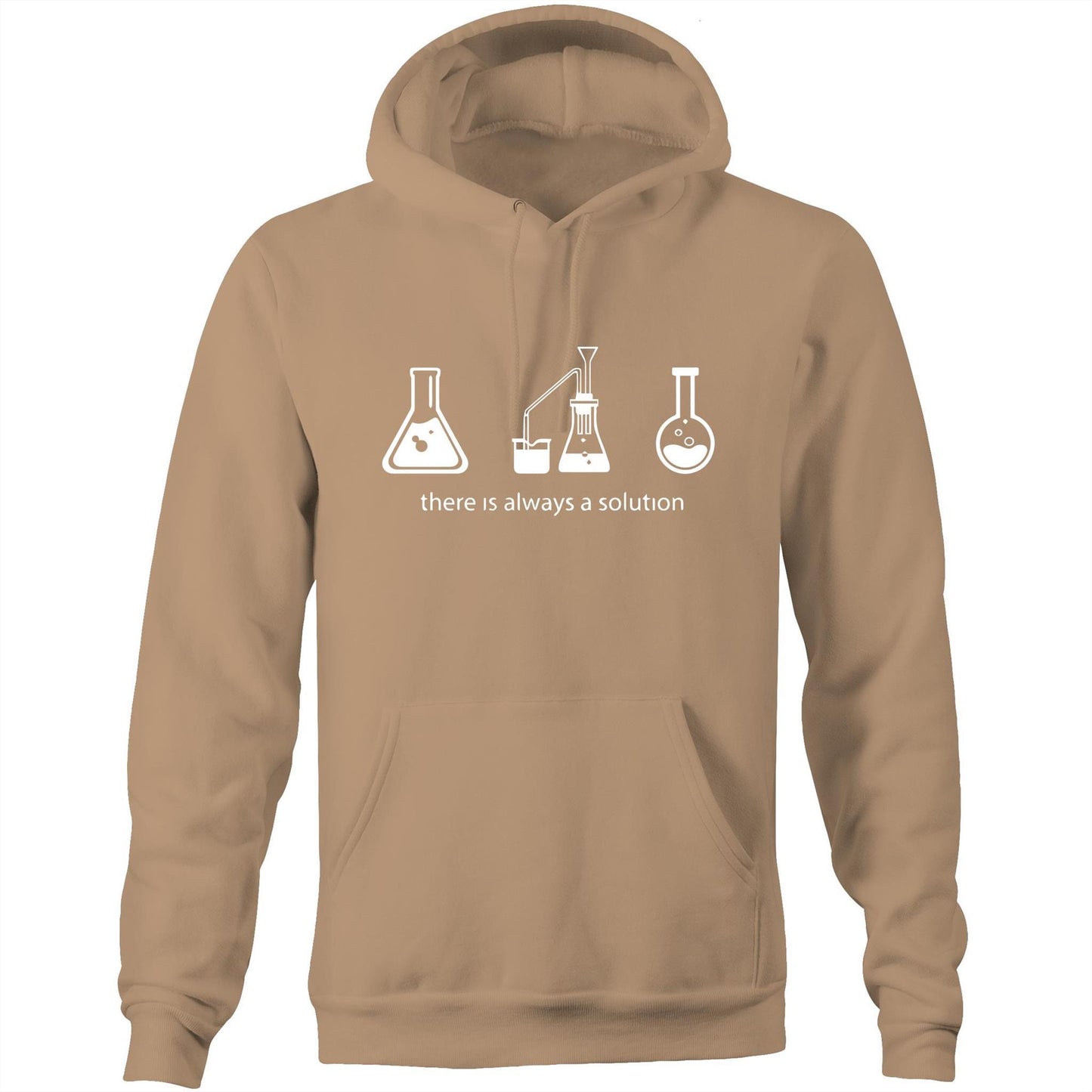 There Is Always A Solution - Pocket Hoodie Sweatshirt Tan Hoodie Mens Science Womens