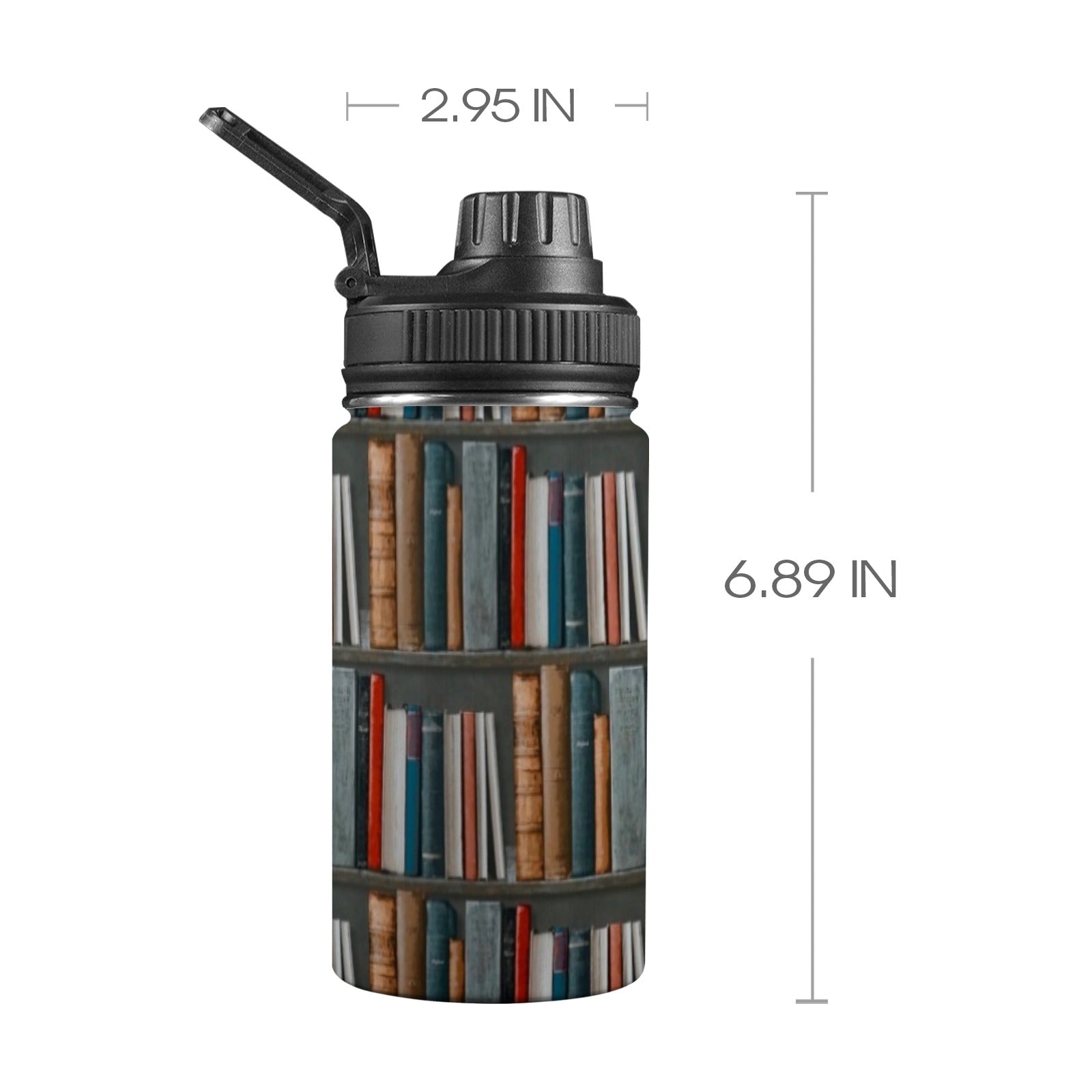 Books - Kids Water Bottle with Chug Lid (12 oz) Kids Water Bottle with Chug Lid