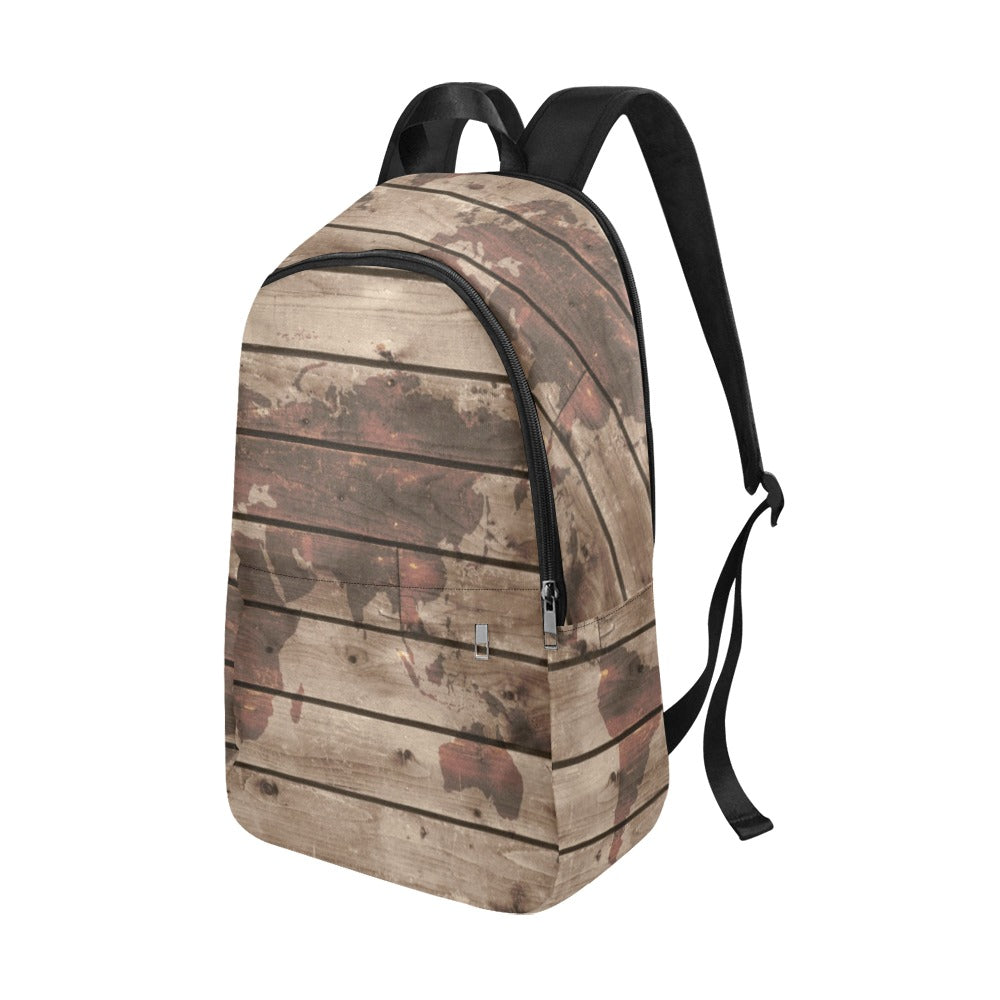 Map On Wood - Fabric Backpack for Adult Adult Casual Backpack Printed Offshore