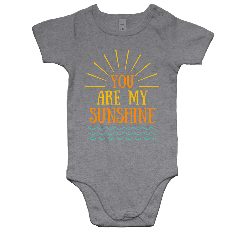 You Are My Sunshine - Baby Bodysuit Grey Marle Baby Bodysuit kids Summer