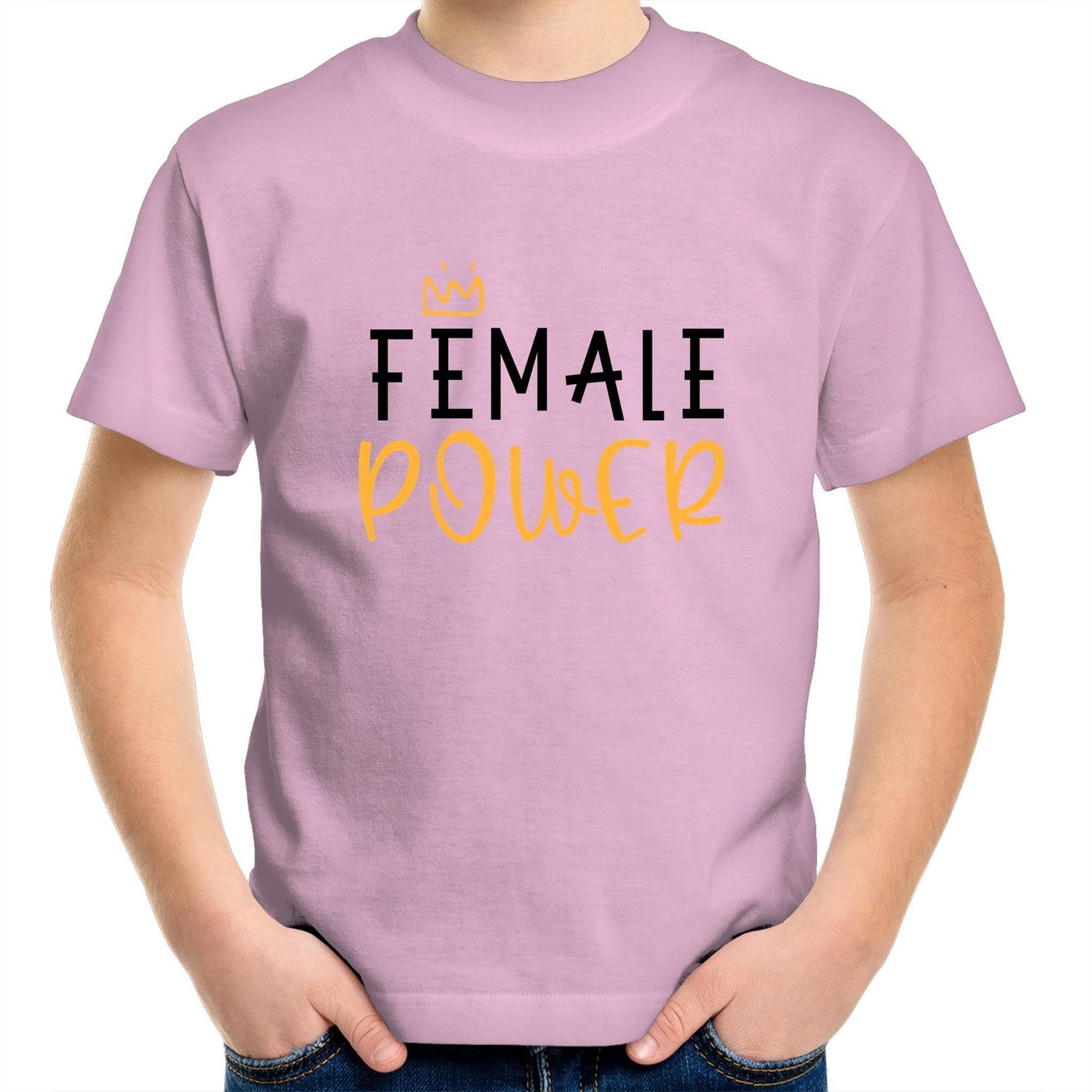 Female Power - Kids Youth Crew T-Shirt Pink Kids Youth T-shirt
