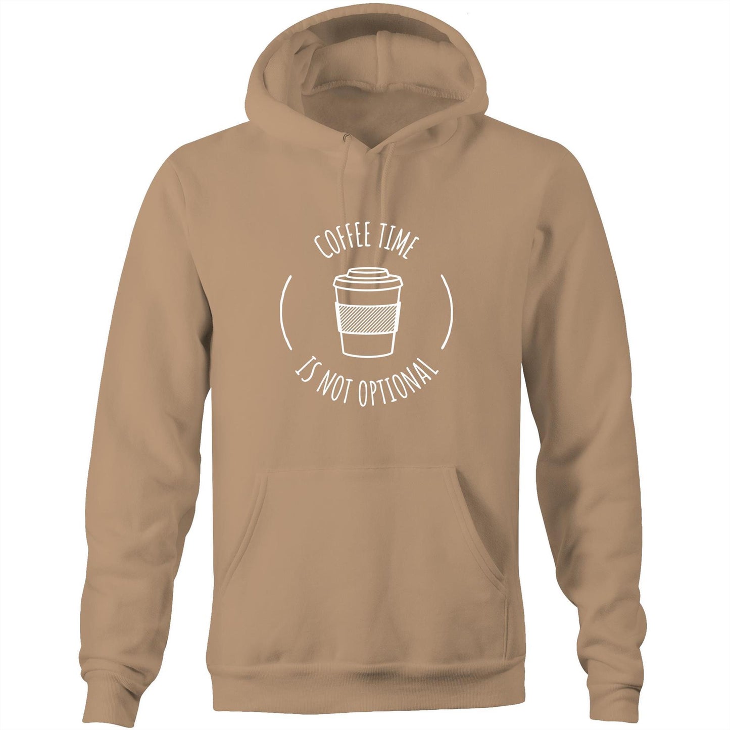Coffee Time - Pocket Hoodie Sweatshirt Tan Hoodie Coffee Funny Mens Womens