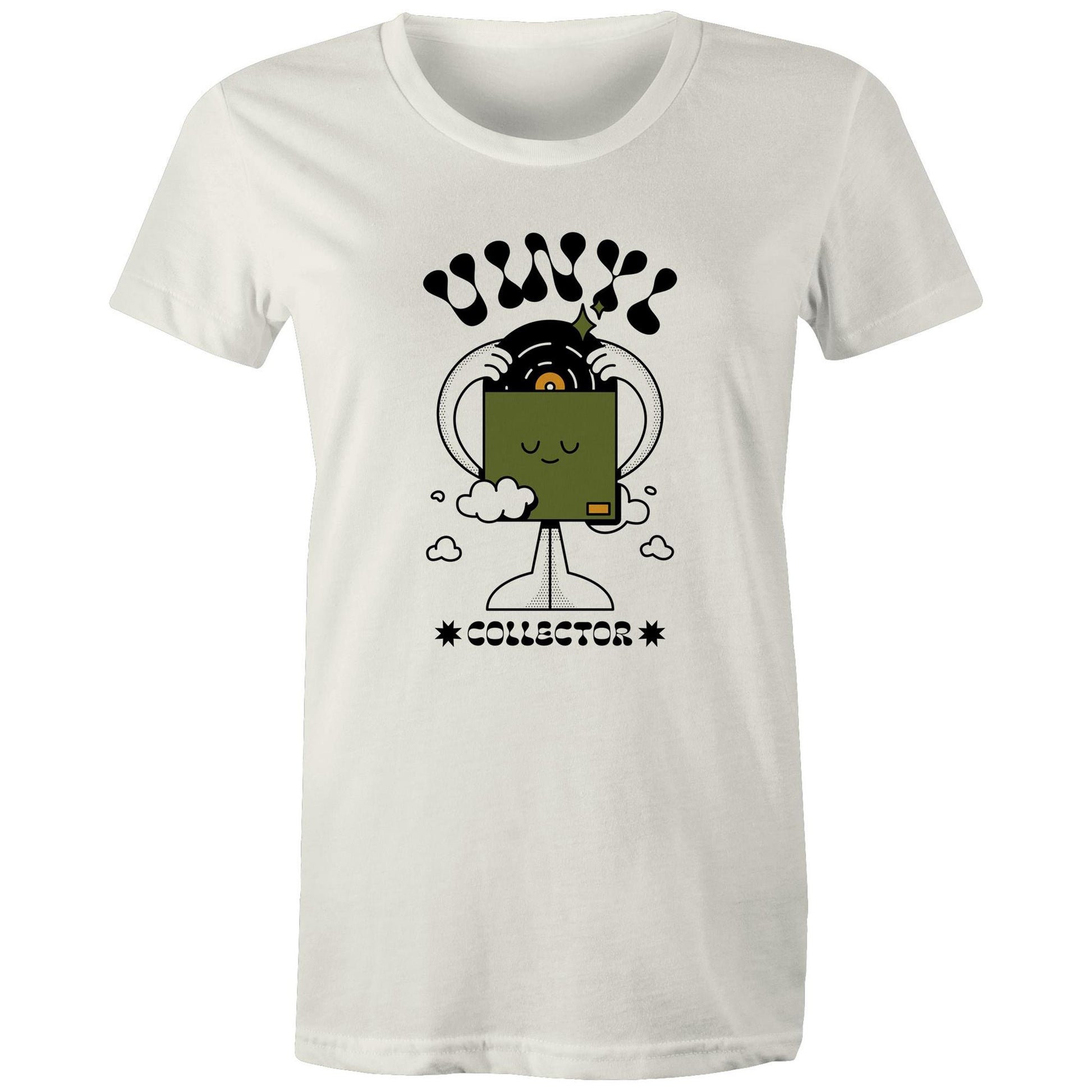 Vinyl Collector - Womens T-shirt Natural Womens T-shirt Music Retro