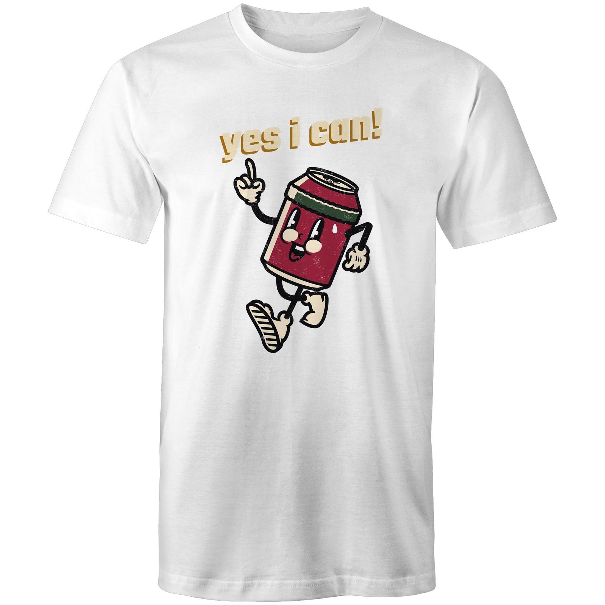 Yes I Can! - Mens T-Shirt White Mens T-shirt Motivation Retro