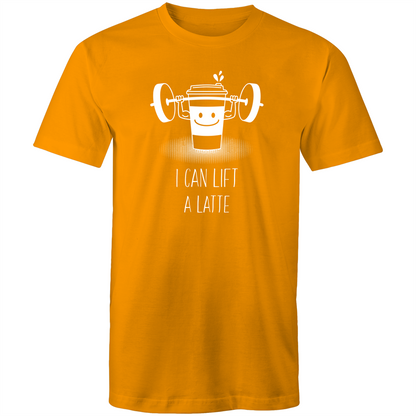 I Can Lift A Latte - Short Sleeve T-shirt Orange Fitness T-shirt Fitness Mens Womens