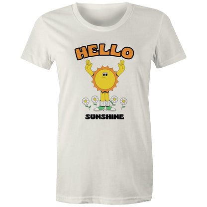 Hello Sunshine - Womens T-shirt Natural Womens T-shirt Retro Summer