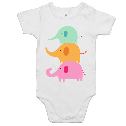 Three Cute Elephants - Baby Bodysuit White Baby Bodysuit animal kids