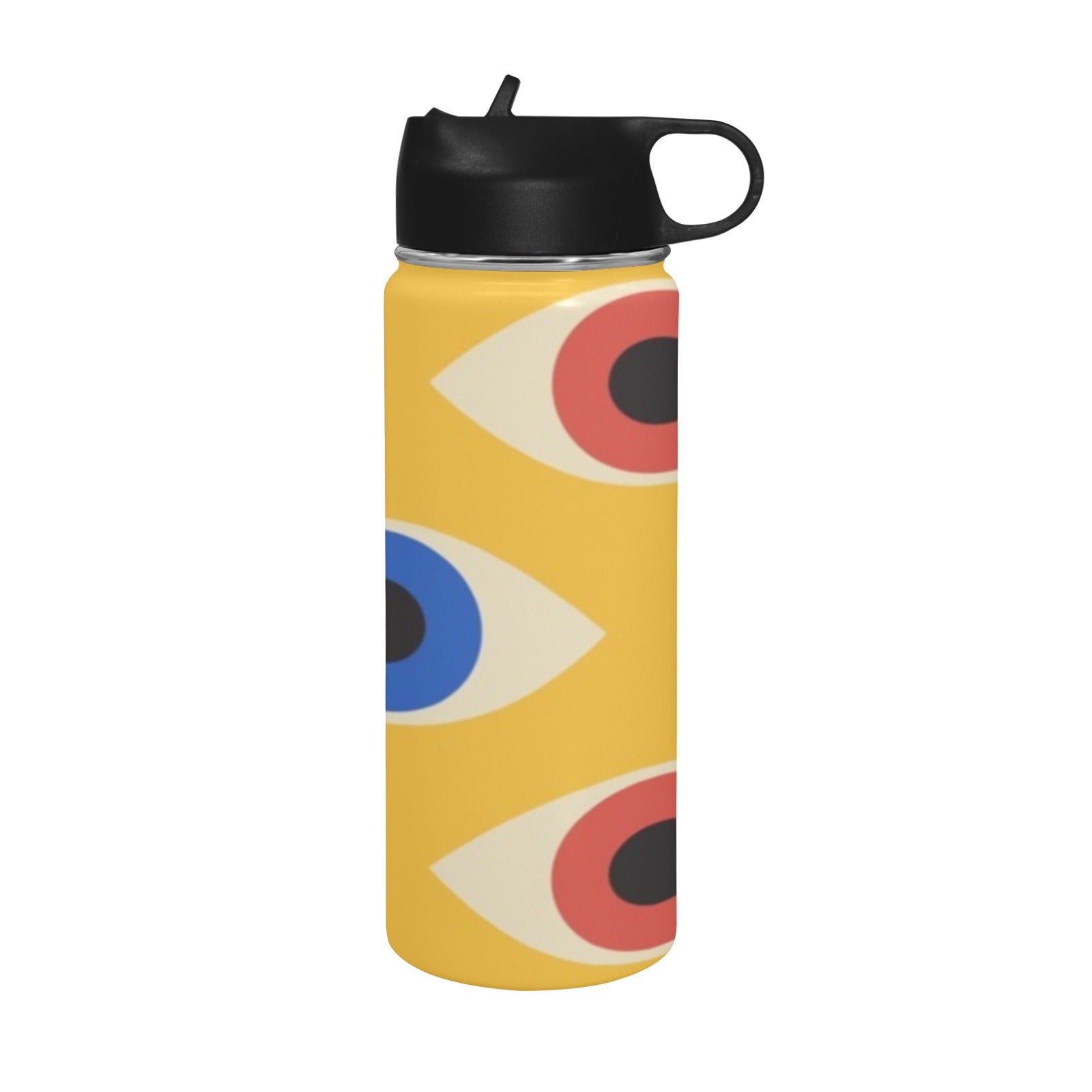 Eyes on Yellow - Insulated Water Bottle with Straw Lid (18 oz) Insulated Water Bottle with Straw Lid Printed Offshore