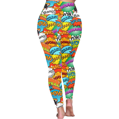 Comic Book 2 - Women's Plus Size High Waist Leggings Women's Plus Size High Waist Leggings comic Printed Offshore