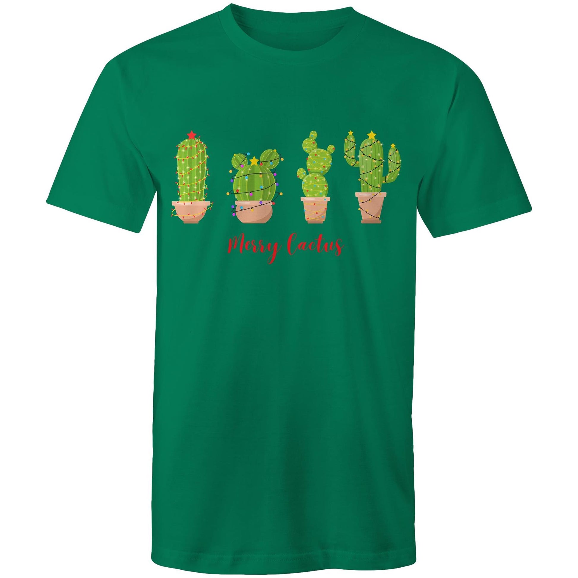 Merry Cactus - Mens T-Shirt Kelly Green Christmas Mens T-shirt Merry Christmas