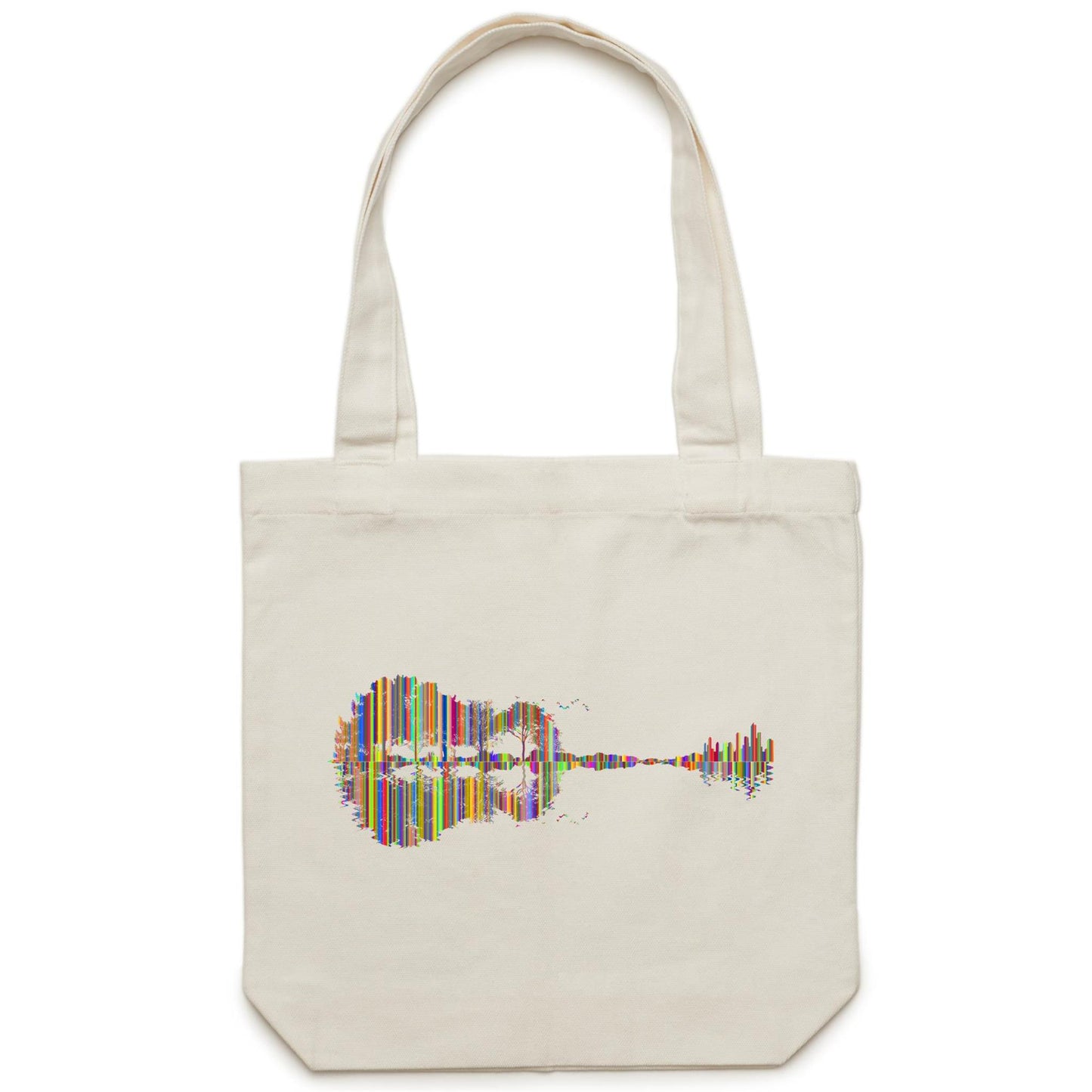 Guitar Reflection In Colour - Canvas Tote Bag Cream One Size Tote Bag Music