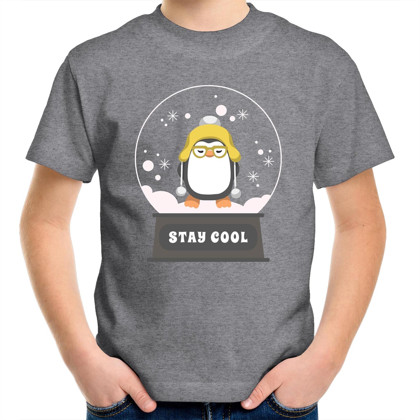 Stay Cool - Kids Youth Crew T-Shirt Grey Marle Christmas Kids T-shirt Merry Christmas