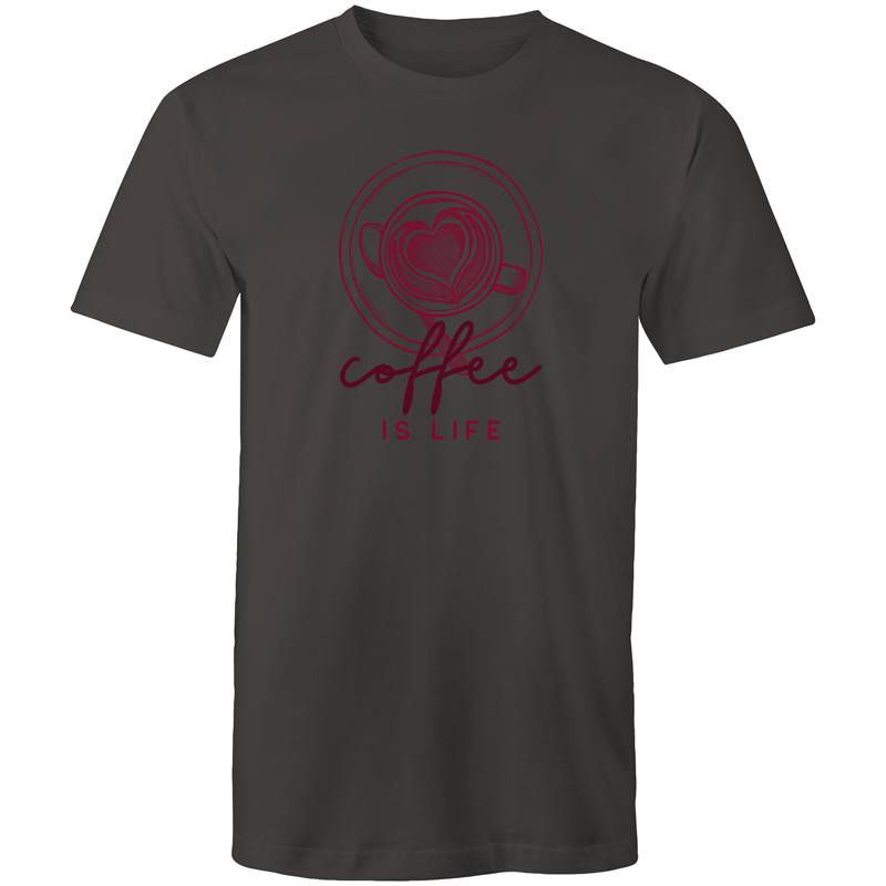 Coffee Is Life - Mens T-Shirt Charcoal Mens T-shirt Coffee Mens
