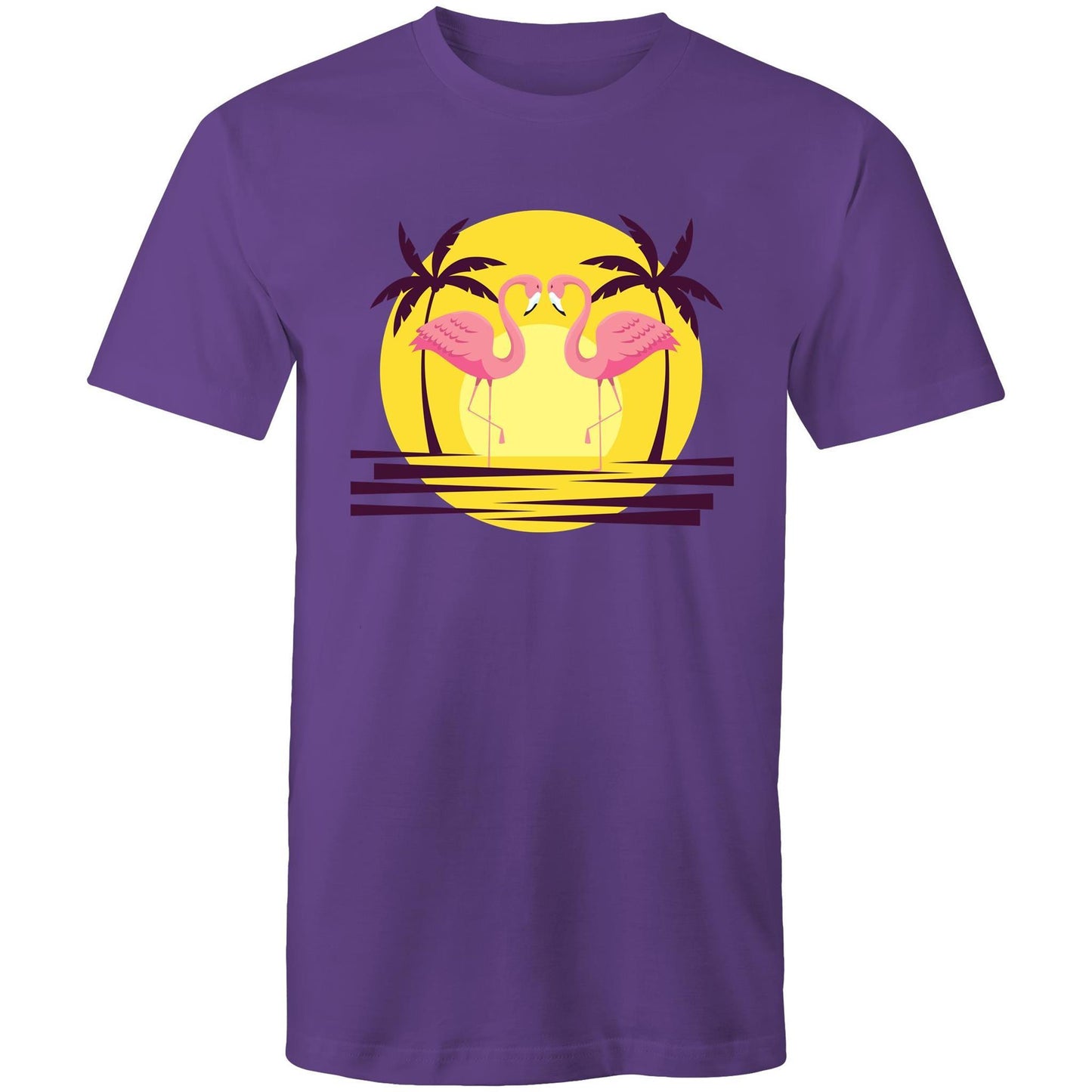 Flamingo Love - Mens T-Shirt Purple Mens T-shirt animal Mens Retro Summer