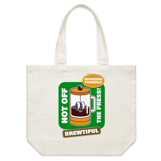 Brewtiful, Espresso Yourself - Shoulder Canvas Tote Bag Default Title Shoulder Tote Bag Coffee