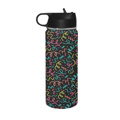 Squiggle Time - Insulated Water Bottle with Straw Lid (18 oz) Insulated Water Bottle with Straw Lid Printed Offshore