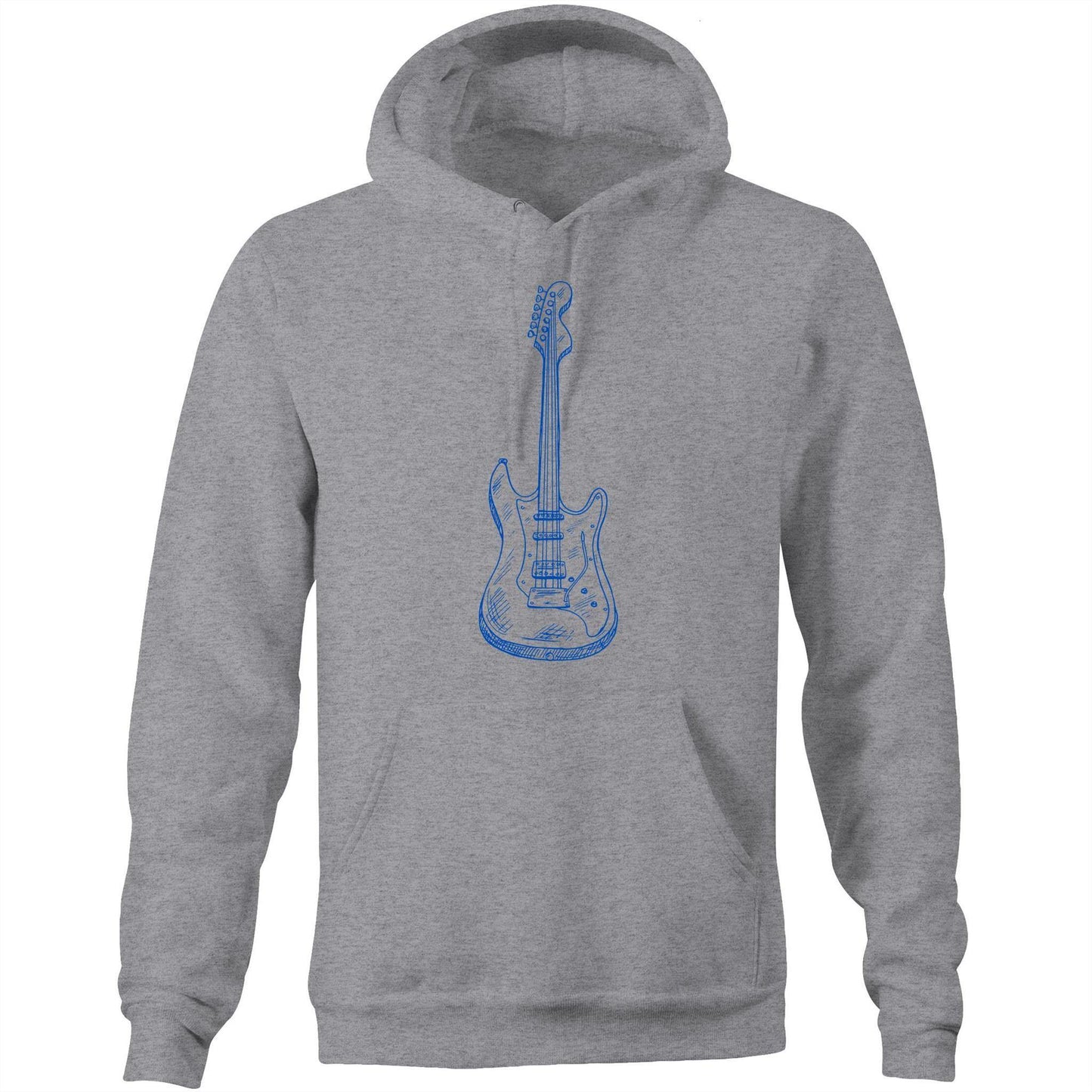 Guitar - Pocket Hoodie Sweatshirt Grey Marle Hoodie Mens Music Womens