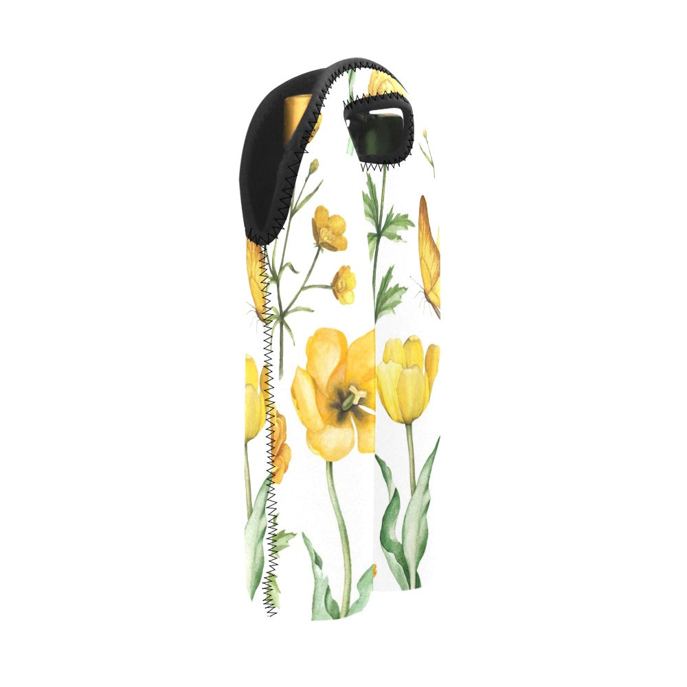 Yellow Flowers - 2-Bottle Neoprene Wine Bag 2 Bottle Wine Bag Printed Offshore