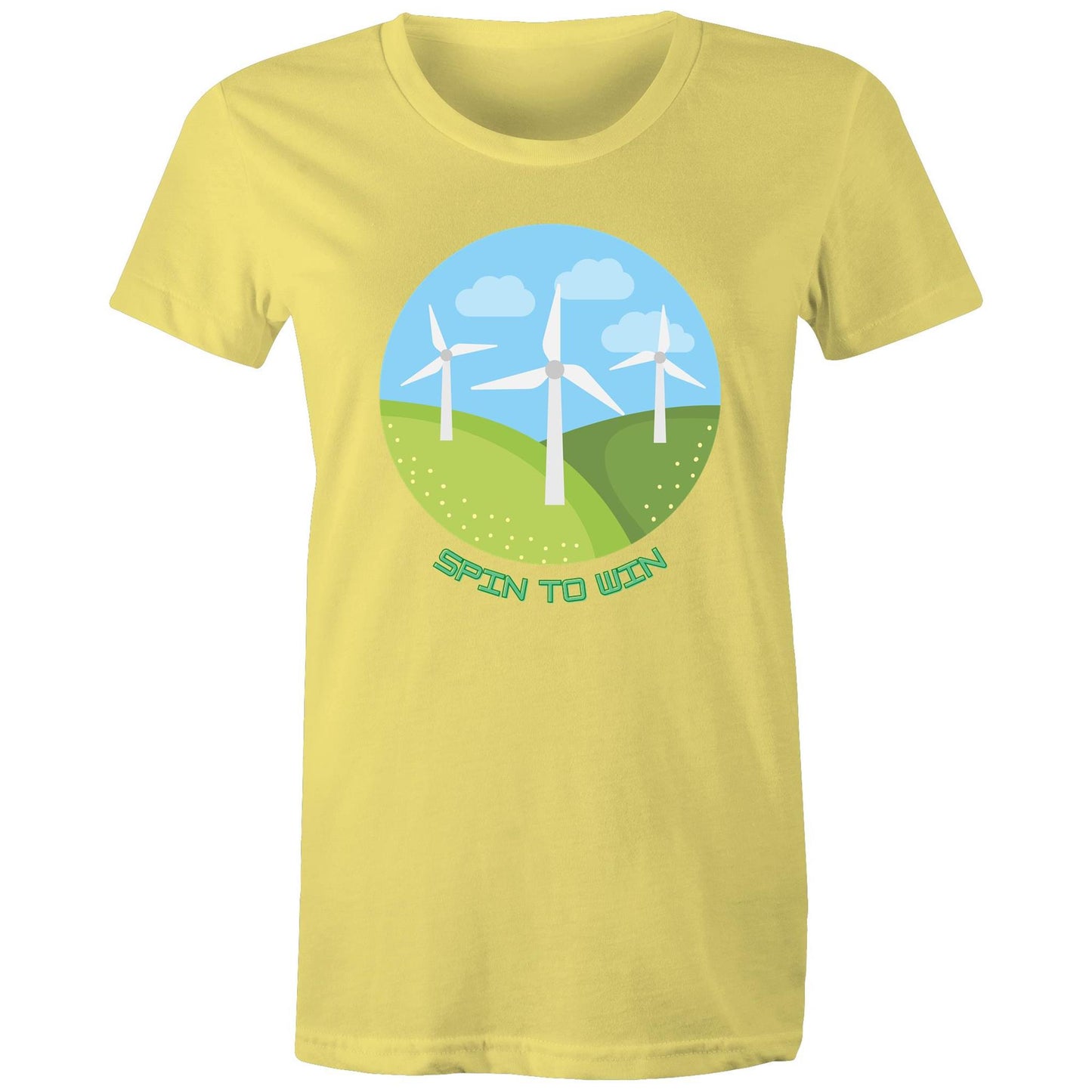 Spin To Win - Womens T-shirt Yellow Womens T-shirt Environment Womens