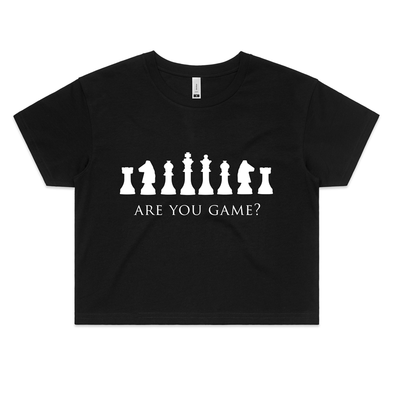 Are You Game - Womens Crop Tee Black Womens Crop Top Games Womens