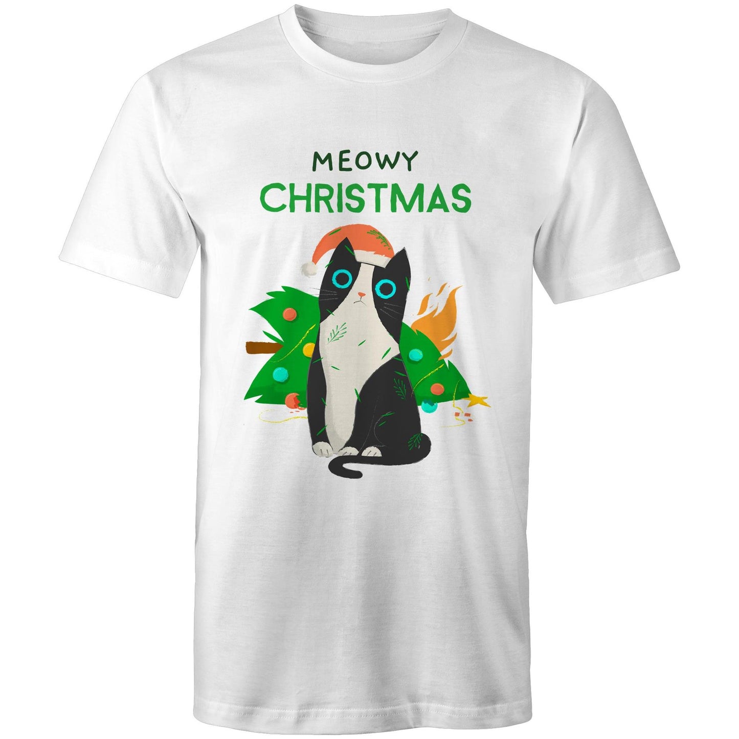 Meowy Christmas - Mens T-Shirt White Christmas Mens T-shirt Merry Christmas