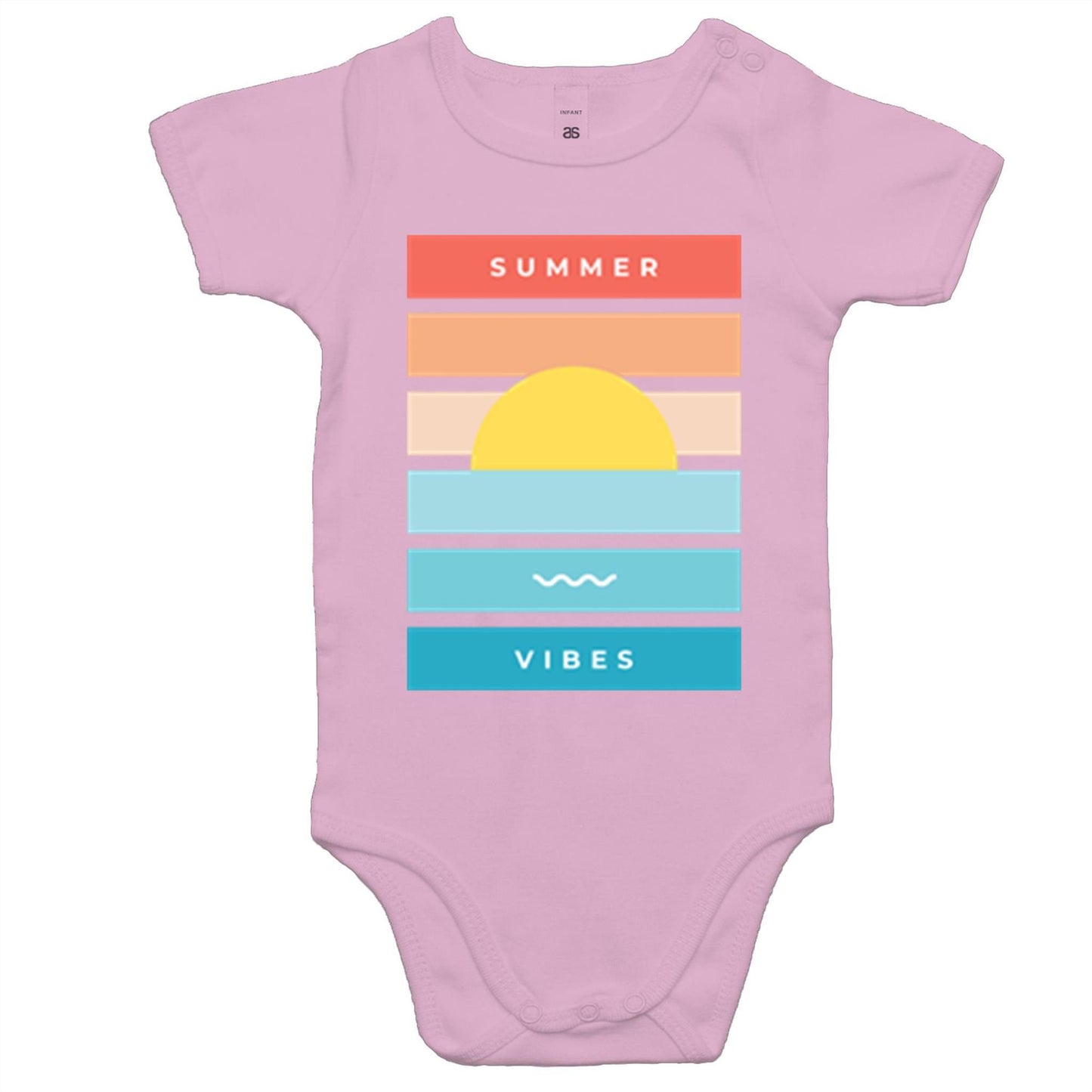 Summer Vibes - Baby Bodysuit Pink Baby Bodysuit kids Summer