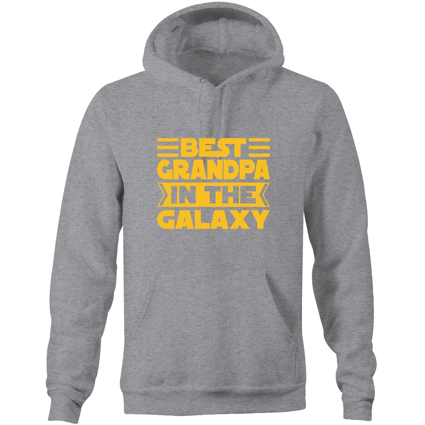 Best Grandpa In The Galaxy - Pocket Hoodie Sweatshirt Grey Marle Hoodie Dad