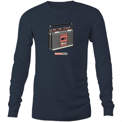 Classic Rock, Cassette Player - Long Sleeve T-Shirt Navy Unisex Long Sleeve T-shirt Music Retro