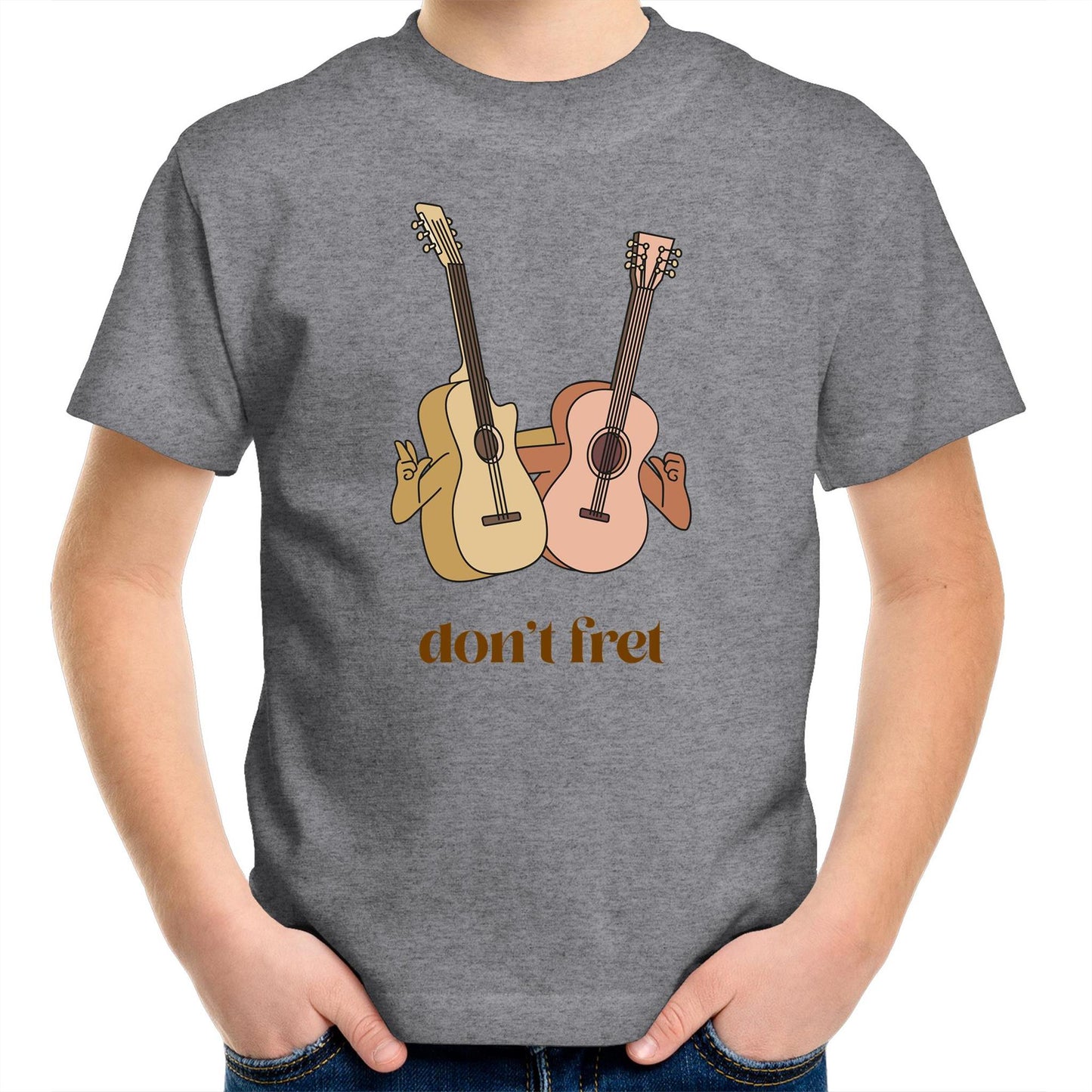 Don't Fret - Kids Youth Crew T-Shirt Grey Marle Kids Youth T-shirt Music